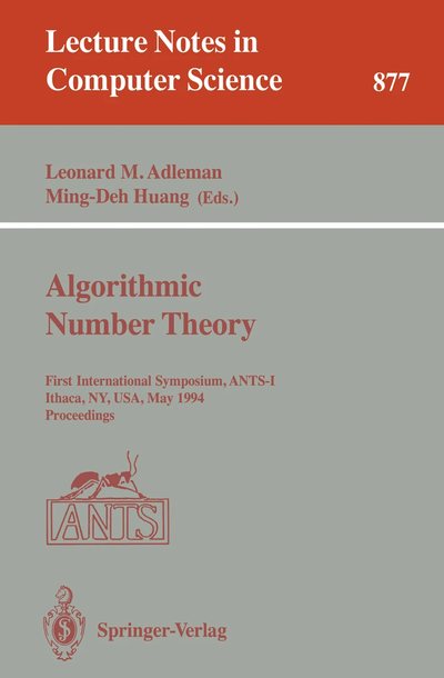 Cover of Algorithmic Number Theory, ANTS-I proceedings, edited by Adleman and Huang